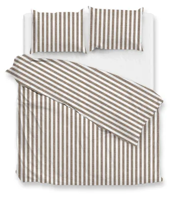 Productafbeelding van Zohome Banda di Lino dekbedovertrek 200x220 cm – 100% katoen – Hoogwaardige beddengoed met motief – Zacht – Ademend en huidvriendelijk – Inclusief kussensloop van 80x80 cm – Taupe