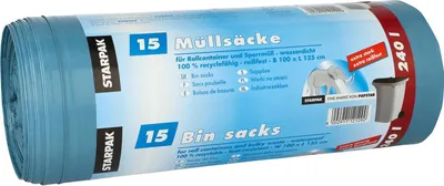 Produktbild von Papstar 12129, 240 l, Blau, Lineares Polyethylen mit niedriger Dichte (LLDPE), 1250 mm, 1000 mm, 15 Stück(e)