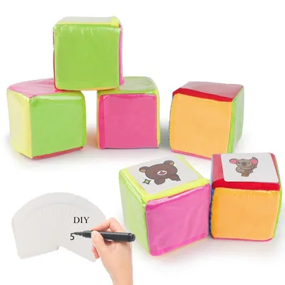 Productafbeelding van 4 stuks doe-het-zelf educatieve speldobbelstenen met tas
