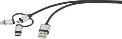 Immagine prodotto di Cavo USB Renkforce USB 2.0 spina USB-A, spina USB-C™, spina USB-Micro-B, spina Apple Lightning 3,00 m grigio scuro (RF-3334578)