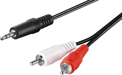 Produktbild von Goobay 51648 Kabel adaptera audio AUX, jack 3,5 mm na wtyk stereo RCA, CU, 1 m, czarny - wtyk jack 3,5 mm (3-pin, stereo) > 2x wtyk RCA (audio lewy/prawy)