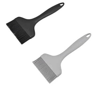 Image de Pinceau en silicone extra-large - pinceau à marinade ultra-large et résistant à la chaleur - pinceau à huile lavable au lave-vaisselle, idéal pour la cuisine, la pâtisserie, les grillades et l'application d'huile (noir, gris)