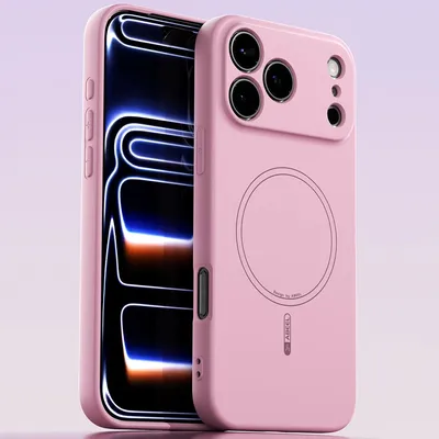 Obrázek produktu pro Magnetické pouzdro pro iPhone 17 Pro Max, kompatibilní s MagSafe, tekutý silikon, nárazuvzdorné a odolné proti poškrábání Růžová