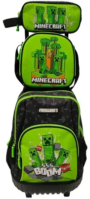 Immagine prodotto di Set trolley Minecraft per la scuola, 3 pezzi, per bambini