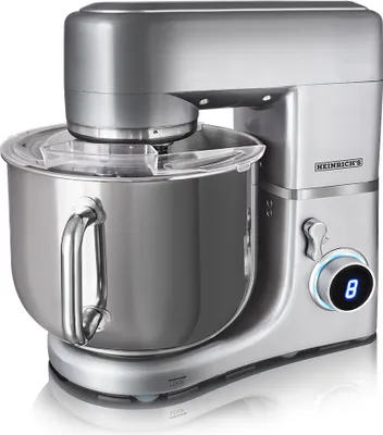 Produktbild von HEINRICHS Küchenmaschine Knetmaschine Edelstahl Schüssel 1800W leistungsstark patentierte Knethaken,8-Stufen LCD-Anzeige multifunktionale Teigknetmaschine (12 Liter)