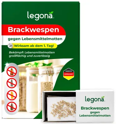 Produktbild von Legona Brackwespen gegen Lebensmittelmotten, 1 Schachtel für 10 m² bis 20 m²