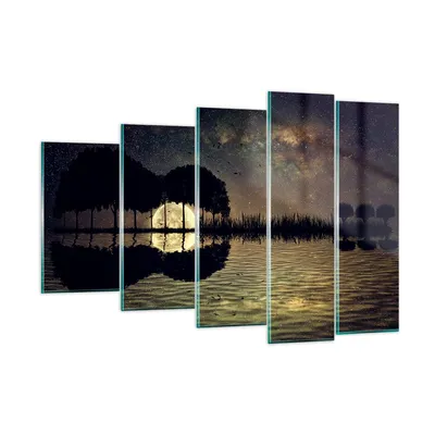 Produktbild von Bilder auf glas - See Nacht Wasser - 150x100cm - Glasbilder - Wandbilder - Kunstdruck - zum Aufhängen bereit - Wanddekoration aus Glas - Glas Bilder - Wandbild auf Glas - 5 Teile - GEG150x100-3753