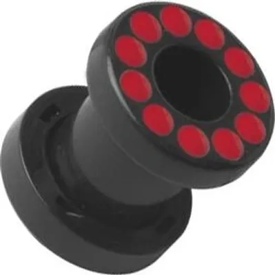 Immagine prodotto di Piercing al tunnel della carne dell'orecchio acrilico nero a vite con rivestimento rosso smaltato - VEFTBKD 6MM