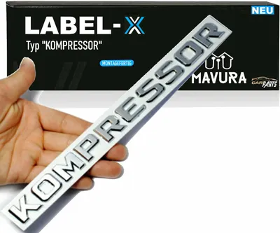 Zdjęcie produktu dla LABEL-X typ KOMPRESSOR chromowany napis emblemat logo naklejka, do AMG Mercedes tabliczka znamionowa