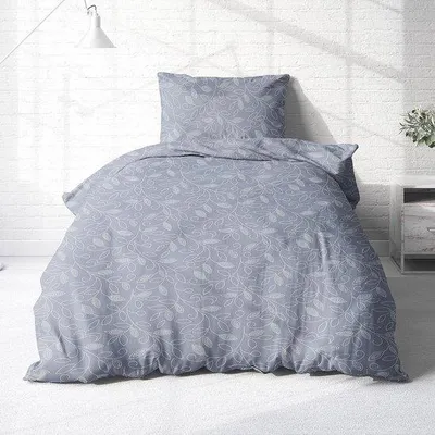Produktbild von Famanu Bettwäsche Set 155 x 220 cm - Blumenmuster, duifblau