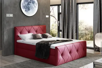 Produktbild von Kontinentales Bett 200x200 CARMEN LUX – rot 2 + Gratis-Topper