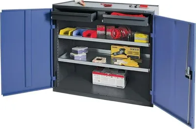 Productafbeelding van Promat gereedschapskast, 1000x1000x500 mm, afsluitbaar, met 2 lades en 2 planken