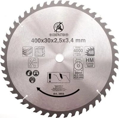 Immagine prodotto di Lama circolare in metallo duro | Ø 400 x 30 x 3,4 mm | 48 denti