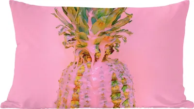 Produktbild von MuchoWow® Zierkissen Sofakissen Wohnzimmer Dekokissen 50x30 cm Farbe - Ananas - Rosa - Sommer - Wohnzimmerdekoration - Polster mit Photo