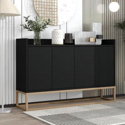 Productafbeelding van Sideboard zonder handgrepen - 120 x 30 x 80 cm - Zwart