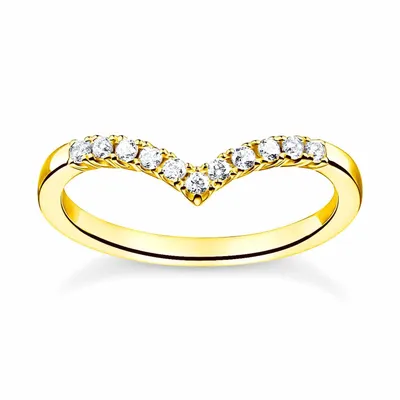 Thomas Sabo TR2394-414-14 Damenring V-Form mit Weißen Steinen Goldfarben 1