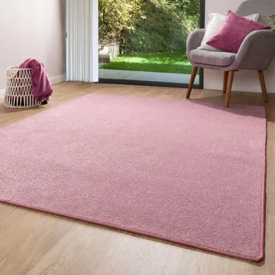 Produktbild von Steffensmeier Kurzflor Teppich Ibiza Wohnzimmerteppich modern, strapazierfähig und pflegeleicht, Rosa, Größe: 80x150 cm