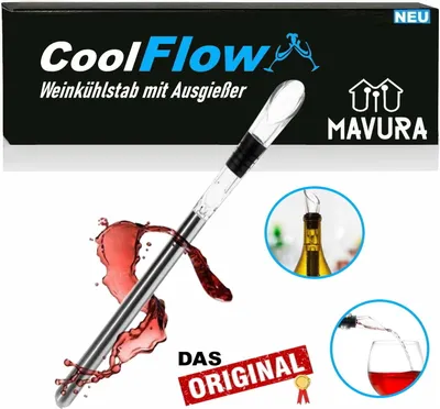 Produktbild von CoolFlow Weinkühlstab mit Ausgießer Edelstahl Dekanter Flaschenkühler Weinkühler