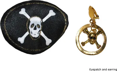Produktbild von Piraten Set "Totenkopf" 2-tlg. | Ohrring und Augenklappe