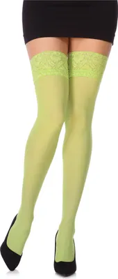 Image de Bas autofixants en microfibre 40 deniers pour femmes Bellivalini avec dentelle BLVFI1011 (Grassy, XL).