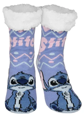 Productafbeelding van United Labels Disney Lilo & Stitch, knuffelsokken voor dames, paars, maat 39-42, zacht en pluizig