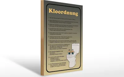 Produktbild von Holzschild Kloordnung Toilette WC Regeln, 40 x 30 cm, Holzschilder Spruch Wegweiser Wc Bad