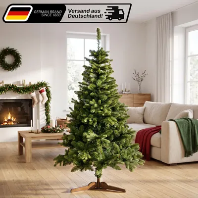Produktbild von Lindenstein Künstlicher Weihnachtsbaum 120 cm – Premium Tannenbaum – Nordmanntanne mit naturgetreuen PE-Spitzen, dichtem Zweigwerk, Holzständer und Aufbewahrungstasche
