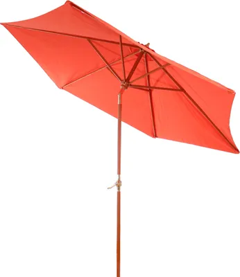 Produktbild von Holz-Sonnenschirm Gartenschirm Marktschirm Florida 3m, stabil, neigbar, Kurbel  terracotta