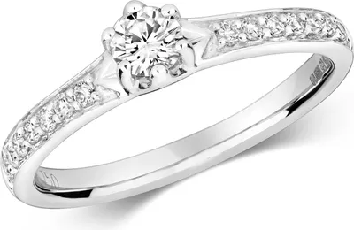 Produktbild von Wunderschöner 18 Karat (750) Weißgold Solitär Verlobung Diamant Damenring Brillant-Schliff 0.45 Karat GH - SI2, 55 (17.5); TRS2337RSO