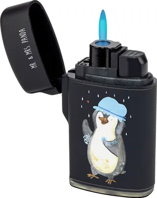 Produktbild von Mr. & Mrs. Panda Feuerzeug Pinguin Duschen - Schwarz - Geschenk, anzünder, Motivation, Singen, Feuerzeuge, Dusche, Duschkonzert, zigarettenanzünder, Zünder