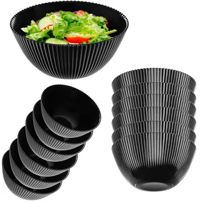 Obrázok produktu pre Sada 6 sklenených misiek na šalát – priemer 15,2 cm – servírovacie misy – čierna