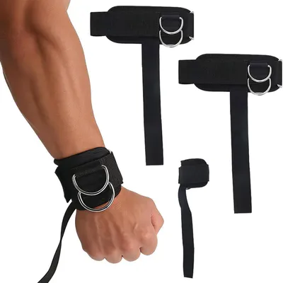 Immagine prodotto di Fasce per polsi per sollevamento pesi, set da 2, con anelli a D, in nylon