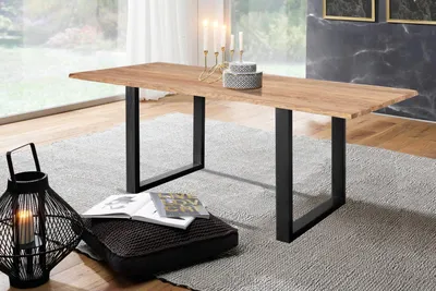 Produktbild von Möbelretoure Baumkantentisch 220x100cm Naturbelassen Schwarz MAREK