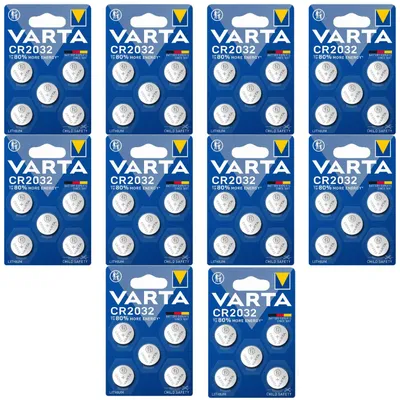 Image de Batterie bouton lithium VARTA CR 2032, pour télécommandes, 3V, lot de 5 x 10