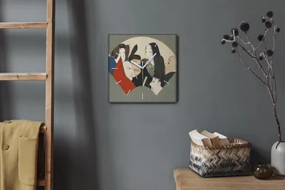 Produktbild von Coloray Hodiny Unikátní 30x30 cm  Tiché hodiny Pro obývací pokoj a kuchyň Nástěnné hodiny Plátno Bílé ručičky hodin - Lidé