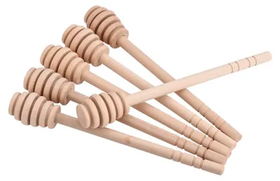 50er Set Honigdipper aus Holz, 16 cm, Mini Rührstäbchen