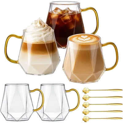 Kaffeegläser, 5er-Set, Borosilikatglas, 320 ml, spülmaschinengeeignet