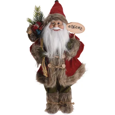 Produktbild von Große Weihnachtsmannfigur 48 cm - Perfekte Weihnachtsdekoration mit Uhr