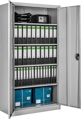 Produktbild von tectake Aktenschrank 5 Böden pulverbeschichtet Stahl abschließbar 40x80x180cm grau