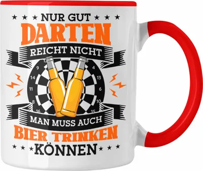 Produktbild von Trendation - Lustige Tasse für Dart Spieler Bier trinken Dart Spielen Dartsspieler (Rot)