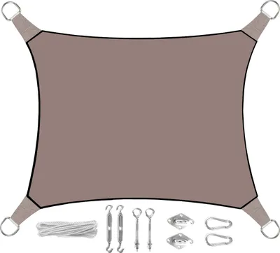 Produktbild von Sonnensegel Rechteckig 2x3m Braun mit Ösen für Balkon Terrasse Sonnenschutzsegel