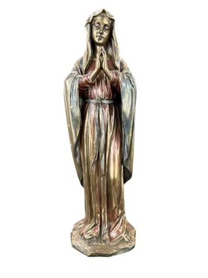 Produktbild von Veronese Jungfrau Maria Figur WU74504A4 | Bronzierte handbemalte Madonna Skulptur | Religiöse christliche Dekoration Geschenkidee 30 cm