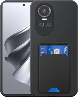 Zdjęcie produktu dla Etui na telefon Oppo Reno 10 z uchwytem na kartę TPU - elastyczne etui na tył z silikonu TPU z kieszenią na kartę - czarne - Smartphonics