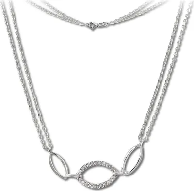 Produktbild von SilberDream Halskette für Damen Oval Zirkonia 45cm 925 Silber glitzer SDK425W