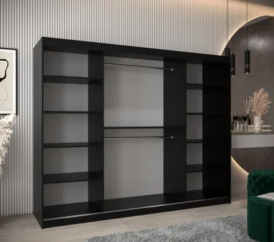 Produktbild von Kleiderschrank KATIE 3 - 250 cm, schwarz / schwarz