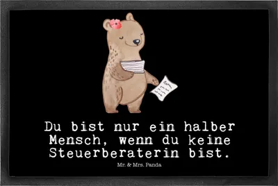 Produktbild von Mr. & Mrs. Panda bodenmatte Steuerberaterin Herz 50 x 75 cm - Schwarz - Geschenk, Türvorleger, fußmatte, Schmutzmatte, Schmutzfangmatte, Bodenvorleger, Gummimatte