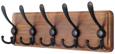 Wandkapstok 5 Haken, Holz, 40 cm Lochabstand, braun