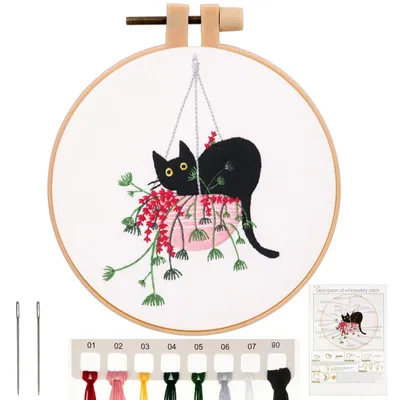 Katzen-Stickerei-Starterkit, Kreuzstich-Set für Anfänger
