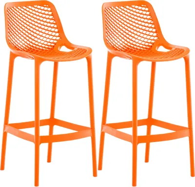 Produktbild von CLP 2er Set Barhocker Air Kunststoff mit Lehne wetterfest UV-beständig bis 160 kg orange