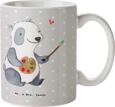 Produktbild von Mr. & Mrs. Panda Tasse Restaurator Herz - Grau Pastell - Geschenk, Becher, Kaffeepott, haferl, Kaffeebecher, Teetasse